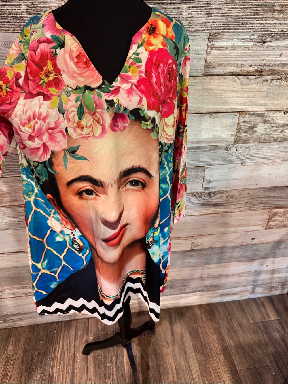 Amazon Women's Multicolor Frida Kahlo Portrait Mini Dress